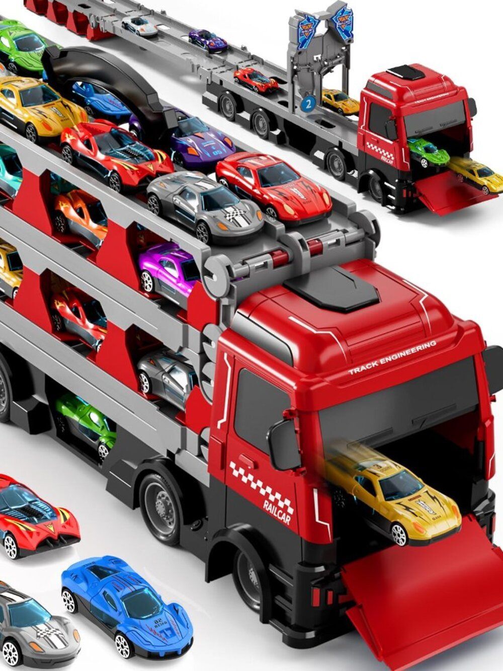 Ci Vetch 78-Inch Transport Truck with 24Pcs Die-Cast Cars